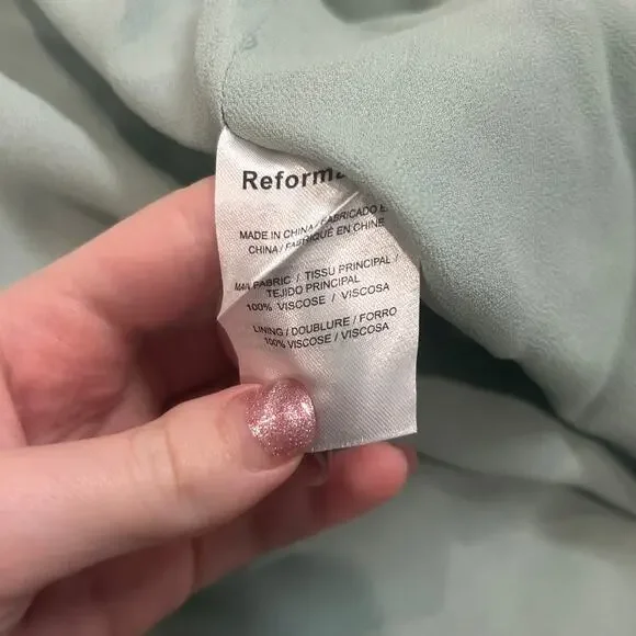 Reformation Celadon Green Westerly Tie Strap Maxi Dress Bridesmaid Size 6 - Picture 9 of 10